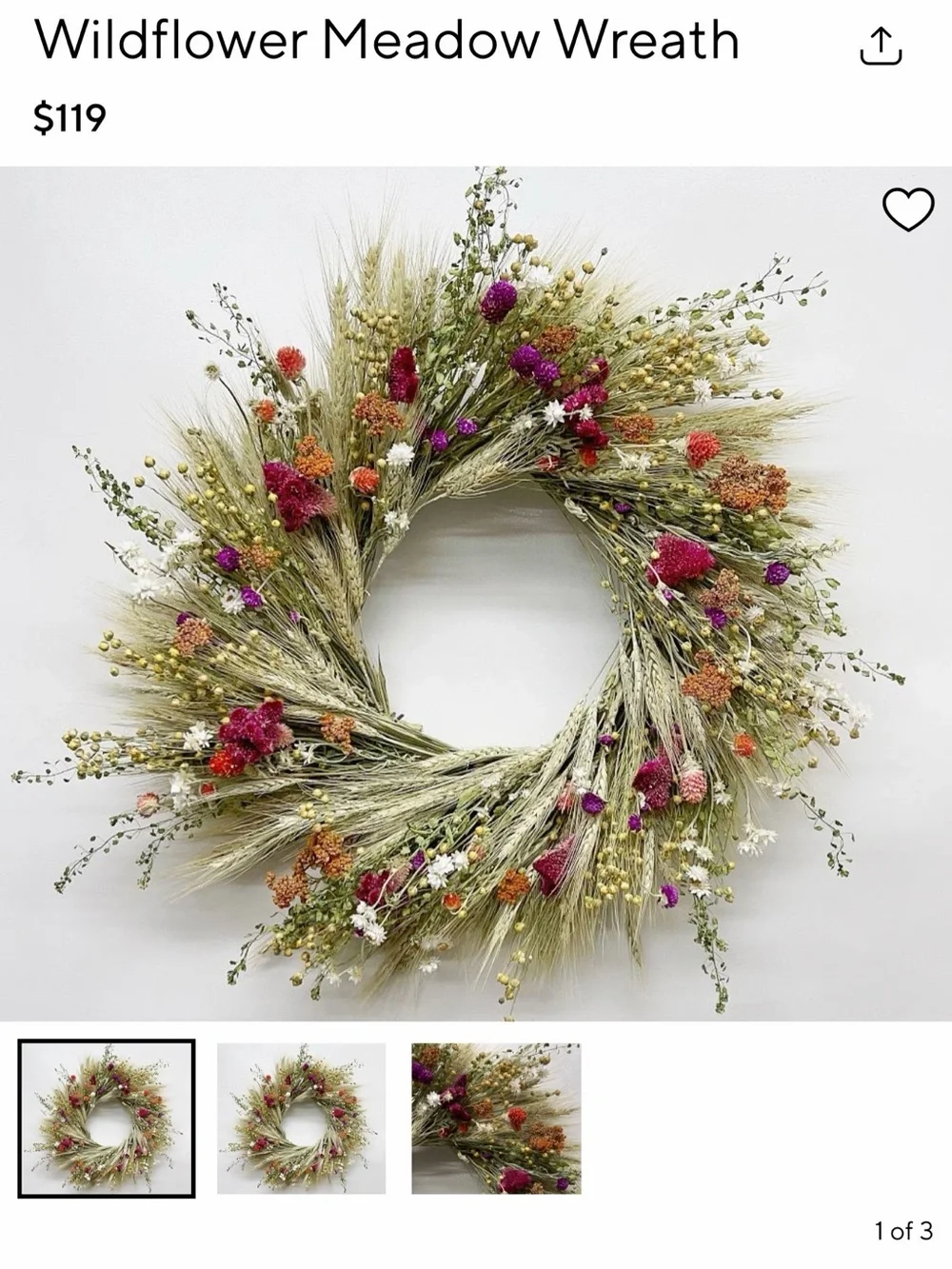 Pottery Barn Wildflower Meadow Wreath, 20